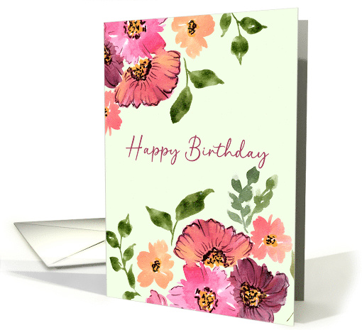 Whimsical Watercolor Flowers In Red Orange Pink and... (1950116)
