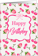 Happy Birthday Painterly Cherries and Strawberries Pattern