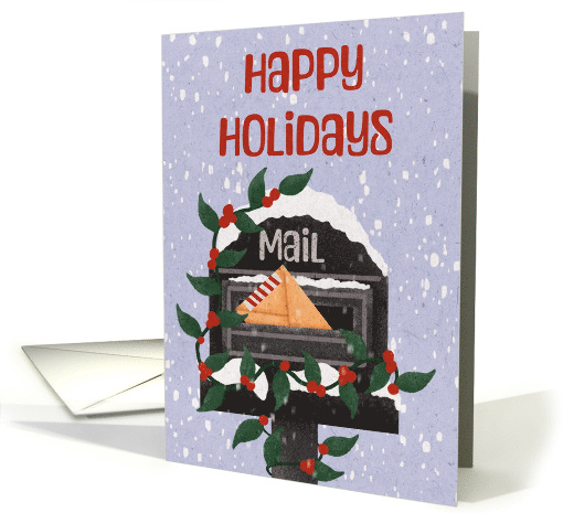 Holiday Mailbox with Snow and Holly card (1887696)