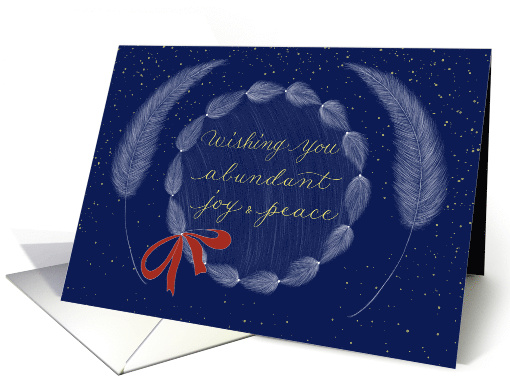 Serene Christmas with Elegant Leaf Line Art and Calligraphy card