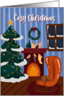 Cozy Christmas at Home with my Dog by the Tree card