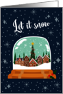 Christmas Ball with Gingerbread Cookie Village in a Snowy Sky card