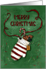 Striped Glove with Gingerbread Cookie and Candy Cane card