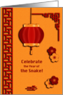 From all of Us Celebrate Chinese Year of the Snake Red and Gold Design card