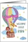 Birth Announcement a Monkey and a Giraffe in a Hot Air Balloon card