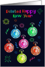 Belated Happy New Year with Fluorescent Clocks and Fireworks card