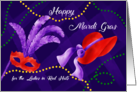 To Ladies in Red Hat Happy Mardi Gras Red Mask Beads card