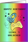 Level 7 Unlocked Kid’s Age 7 Gamer Birthday card
