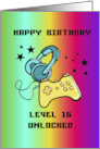 Level 16 Unlocked Kid’s Age 16 Gamer Birthday card