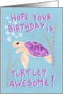 Birthday with Happy Turtle Swimming card
