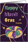 Mardi Gras to my Dad Colorful Beads King Cake card