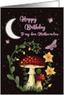 Happy Birthday Mother in Law Night with Fungi Flowers Moon card