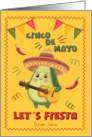 Cinco de Mayo Custom Name Lets Fiesta Avocado with Guitar card