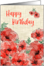 Birthday Red Watercolor Poppies card
