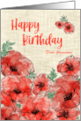 Birthday for Grandma Red Watercolor Poppies card