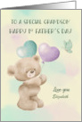 1st Father Day to Grandson Custom Name Bear with Balloons card