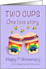 Custom Wedding Anniversary Gay Son and Son in Law Coffee lovers card
