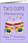 Gay Wedding 7th Anniversary for Any Relation Custom Coffee lovers card