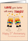 Gay Wedding 5th Anniversary for Any Relation Custom Toast Rainbow card