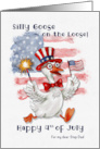 Fourth of July Silly Goose With American Flag for Step Dad card