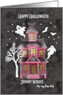 Halloween Spooky Wishes Haunted House For Pen Pal card