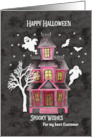 Halloween Spooky Wishes Haunted House For Customer card