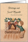 Christmas Little Boy Stockings and Fireplace Son and Family card