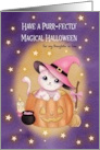 Halloween Cute Pink Cat in Pumpkin Daughter in law card