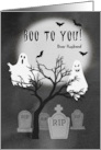 Boo to You Spooky Halloween Ghost Cemetery for Husband card