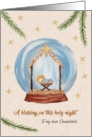 Religious Christmas Nativity Scene in Snow Globe Grandchild card