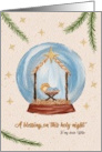 Religious Christmas Nativity Scene in Snow Globe Wife card