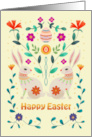 Scandinavian Folk Easter Bunnies card