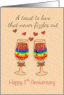 Lesbian Wedding 11th Anniversary Red Toast card
