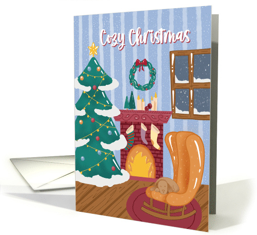 Cozy Christmas at Home with my Dog by the Tree card (1889616)