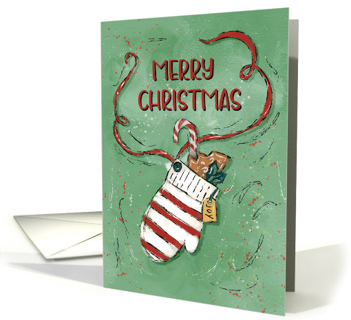 Striped Glove with Gingerbread Cookie and Candy Cane card (1889626)