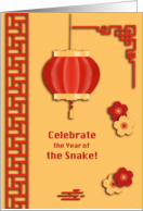 From all of Us Celebrate Chinese Year of the Snake Red and Gold Design card