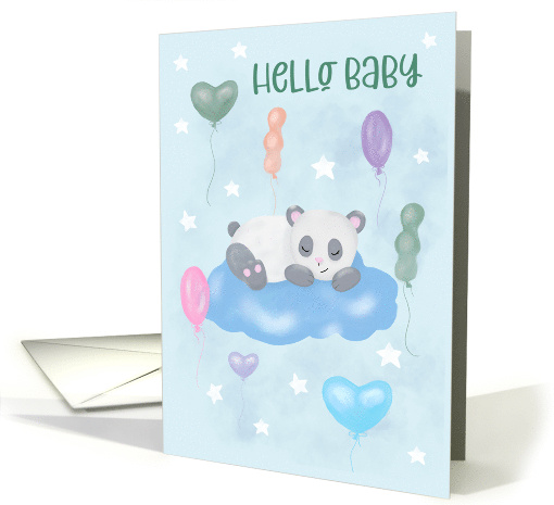 Birth Announcement Baby a Panda Sleeping on a Cloud card (1894990)
