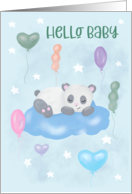 Birth Announcement Baby a Panda Sleeping on a Cloud card
