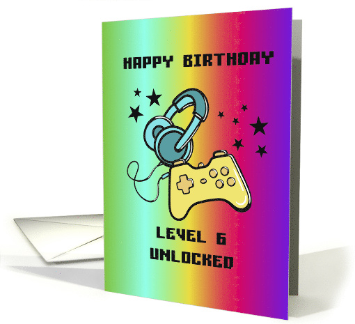Level 6 Unlocked Kid's Age 6 Gamer Birthday card (1900800)