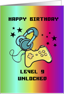 Level 9 Unlocked Kid’s Age 9 Gamer Birthday card