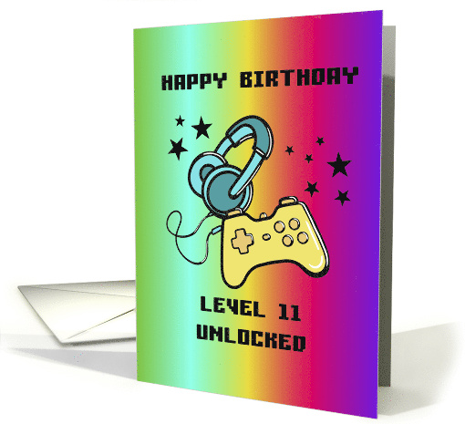 Level 11 Unlocked Kid's Age 11 Gamer Birthday card (1901640)