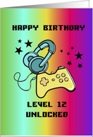 Level 12 Unlocked Kid’s Age 12 Gamer Birthday card