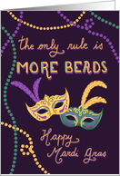 Mardi Gras Colorful Beads Venetian Masks card