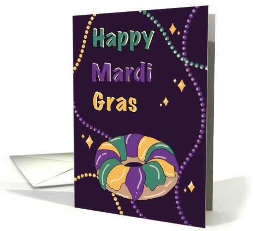 Mardi Gras Colorful Beads King Cake card (1906344)