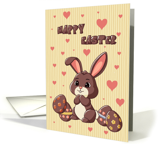 Easter Bunny Rabbit of Chocolate with Eggs card (1911046)