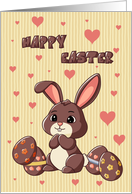 Easter Bunny Rabbit of Chocolate with Eggs card