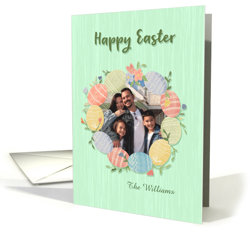Easter Wreath of Easter Eggs Custom Photo card (1911058)