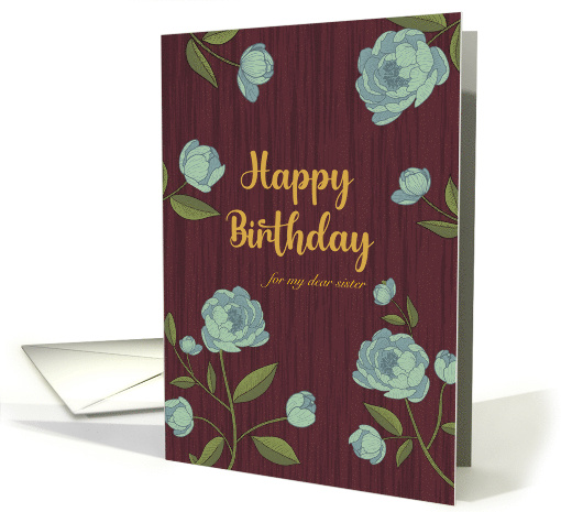 Birthday to Sister Peonies Light Blue card (1911614)