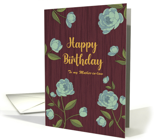 Birthday to Mother in Law Peonies Light Blue card (1912082)