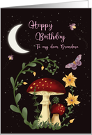 Happy Birthday Grandma Night with Fungi Flowers Moon card